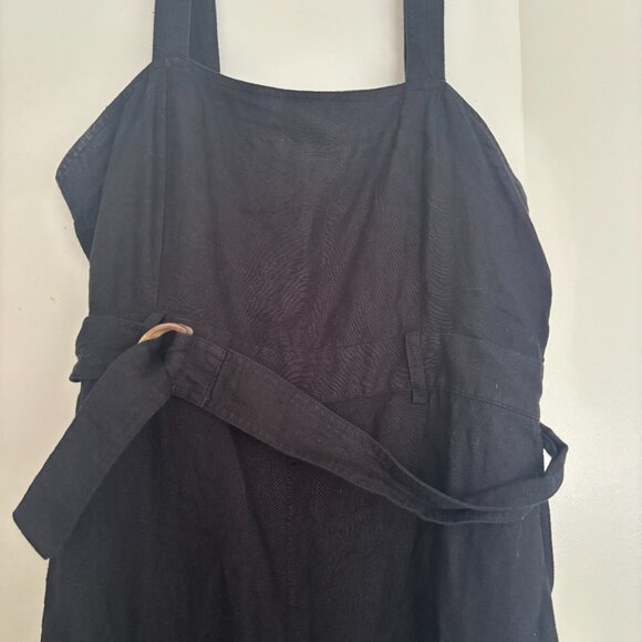 & Other Stories Black Linen Tortoise-Shell Belted Jumpsuit (size 12) - Picture 3 of 6